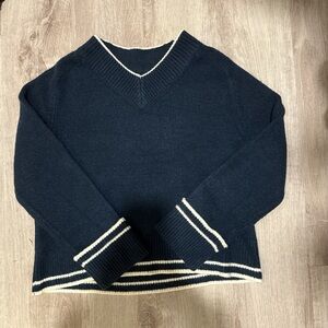 Navy Blue V-Neck Women's Sweater